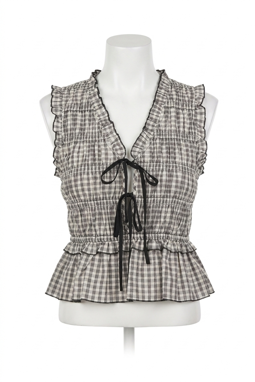 NEW RAILS martine top in ivory jet gingham